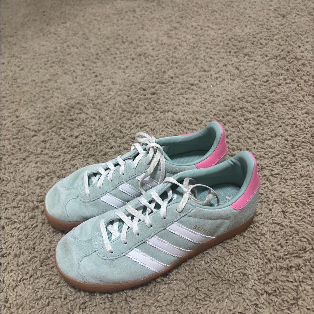 Adidas Women's Pastel Green and Pink Gazelles